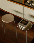 PRE-ORDER | Petit Rond Stool | Stainless Steel / Leather Seat | FRAMA