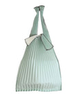 Pleco Pleated Tote Bag in Snow White/Ice Green