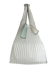 Pleco Pleated Tote Bag in Snow White/Ice Green