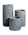 Ribbed Loob Planter in Concrete Grey