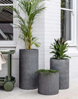Ribbed Loob Planter in Concrete Grey