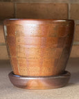 Brown Shiny Checks Wood Fired Planters by Sandra Bowkett
