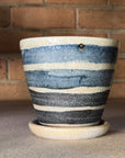 Wild Cobalt Stripes Wood Fired Planters by Sandra Bowkett