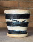 Wild Cobalt Stripes Wood Fired Planters by Sandra Bowkett