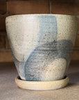 Stony White | Blue  U-turn Wood Fired Planters by Sandra Bowkett