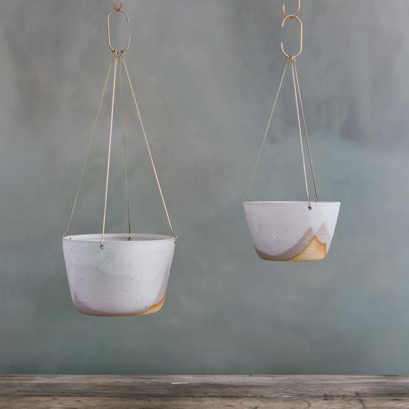 Misty Morning Brass Hanging Planter by Leaf & Thread - THE PLANT SOCIETY