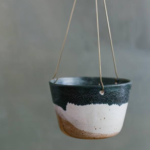 ceramic hanging planter australia Landscape Brass Hanging Planter by Leaf & Thread – THE PLANT SOCIETY