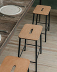 PRE-ORDER |Adam Stool  Natural Leather / Raw Steel by FRAMA