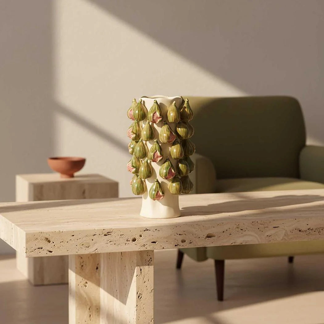 Capri Fig Vase in Green &amp; Cream
