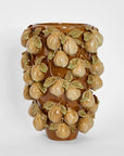 Tall Pear Vase in Brown & Cream