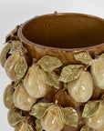 Tall Pear Vase in Brown & Cream