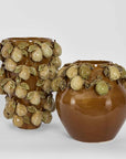 Tall Pear Vase in Brown & Cream