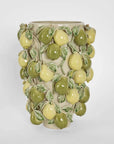 Tall Pear Vase in Green & Yellow