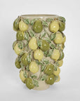 Tall Pear Vase in Green & Yellow
