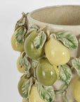 Tall Pear Vase in Green & Yellow