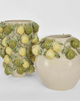 Tall Pear Vase in Green & Yellow