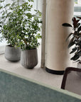 Fluted Curved Tapered Planter in Cement Grey