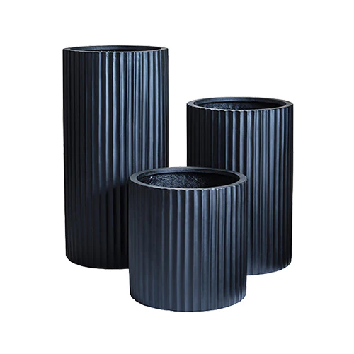 Ribbed Loob Planter in Charcoal