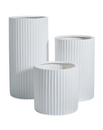 Ribbed Loob Planter in White