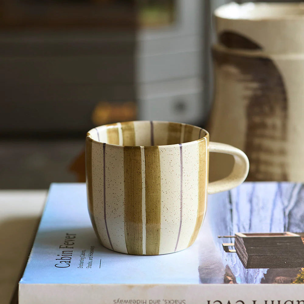 Olive Stripe Check Mug / Cat&#39;s Pyjamas by Robert Gordon