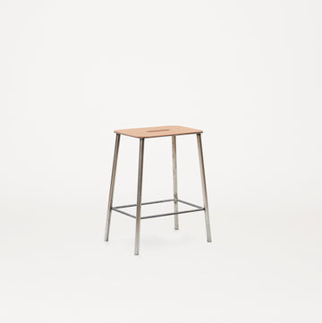 PRE-ORDER |Adam Stool  Natural Leather / Raw Steel by FRAMA