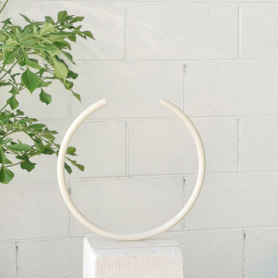 Almost a Circle – Stainless Steel, Medium Vase in Rivergum Beige by Anna Varendorff - THE PLANT SOCIETY