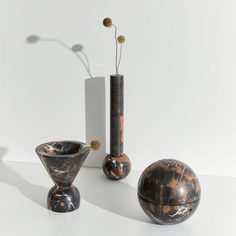 Black Marble Neue Void Incense Burner by Addition Studio