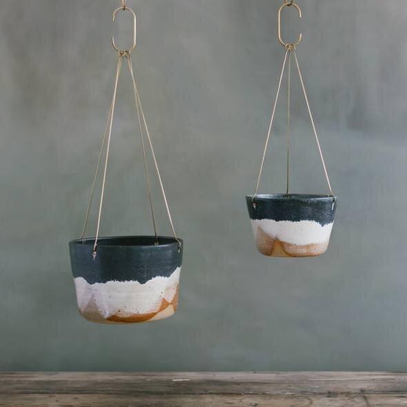 Landscape Brass Hanging Planter by Leaf & Thread