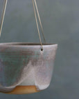 Moss Green Brass Hanging Planter by Leaf & Thread