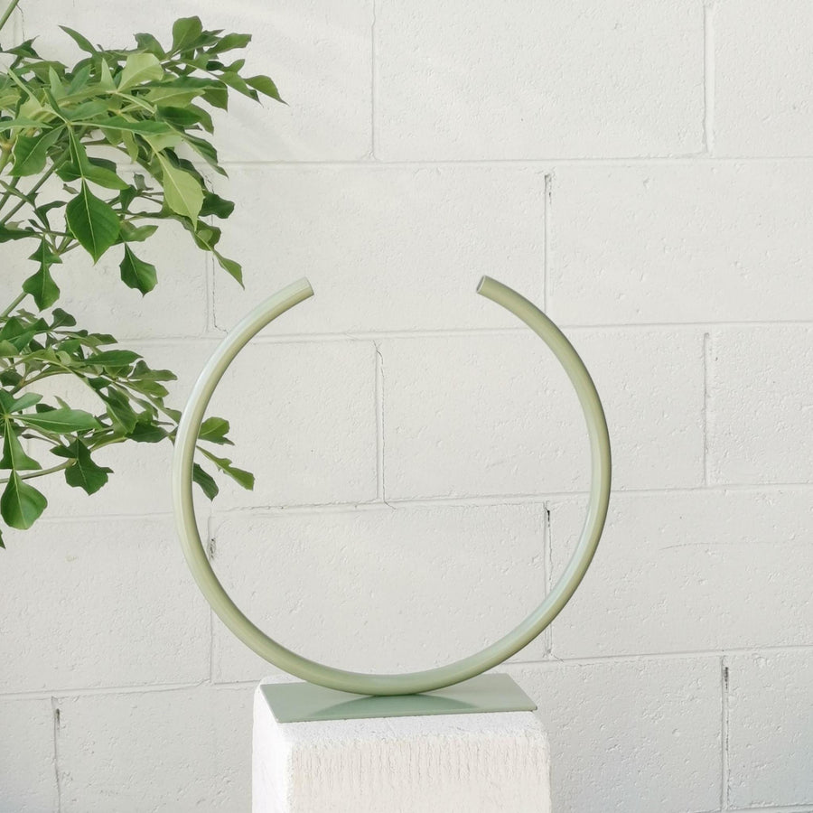 Almost a Circle – Stainless Steel, Medium Vase in Pale Eucalypt by Anna Varendorff - THE PLANT SOCIETY